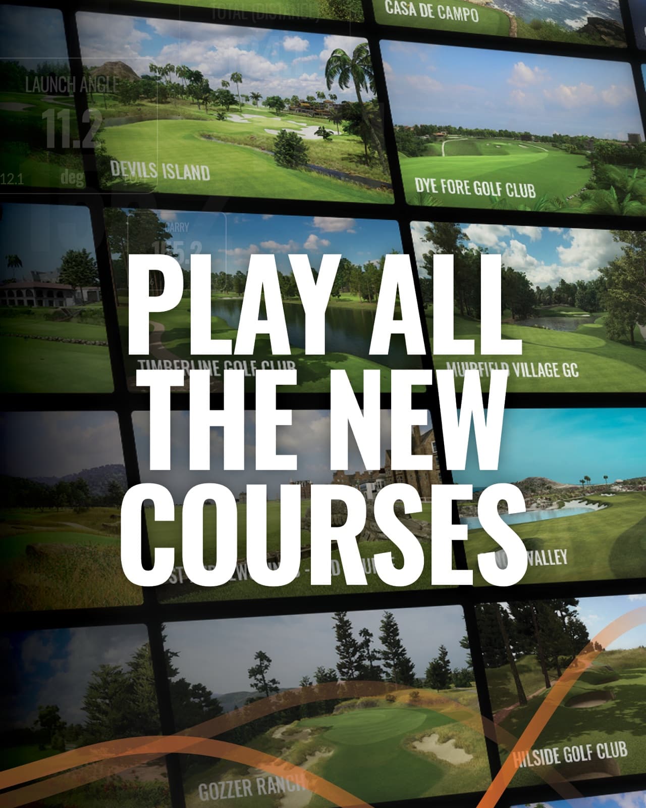 Oversikt over virtuelle golfbaner i simulatoren